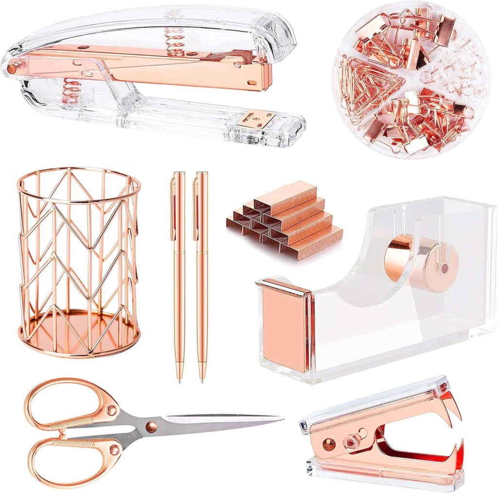rose gold office stationery